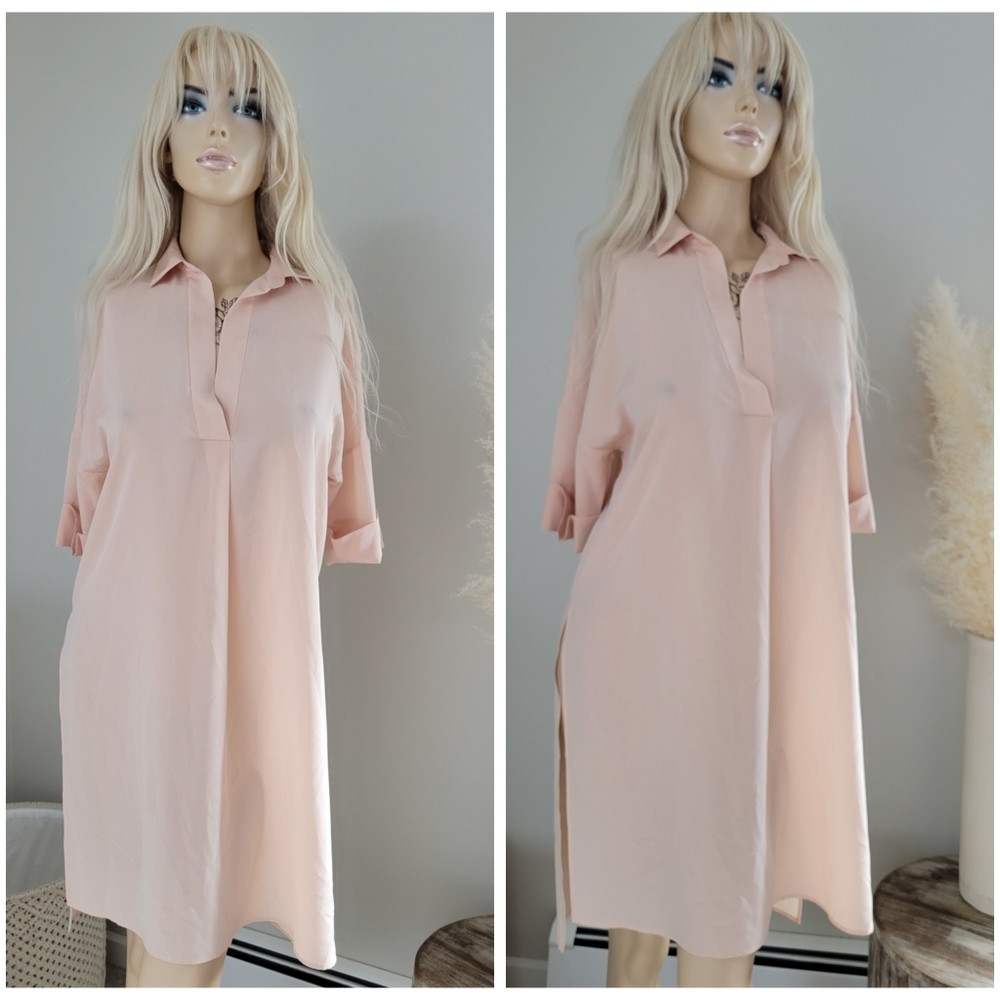 Peach zara long flowy tunic top blouse.
